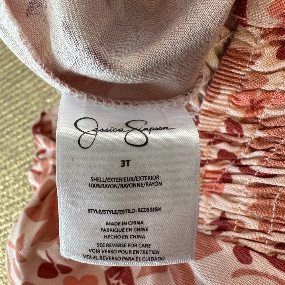 JESSICA SIMPSON Girls Pink Floral Smocked Romper NWT | Size 3T - Picture 11 of 12